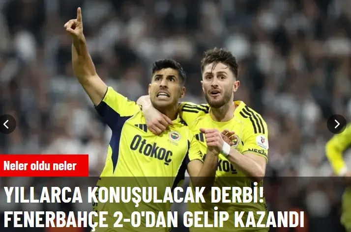 5 gol, 2 kırmızı kart! Tarihi derbide Fenerbahçe 2-0