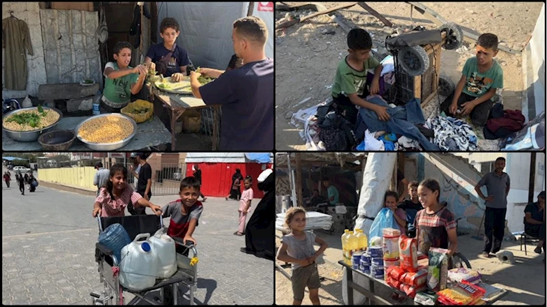 Gazzeli çocuklar oyun oynamak yerine 