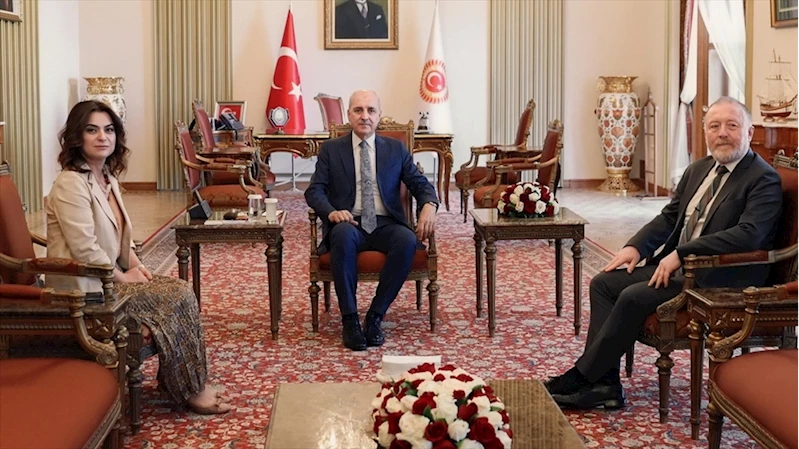 TBMM Başkanı Kurtulmuş, DEM Parti Grup Başkanvekilleri Koçyiğit ve Temelli